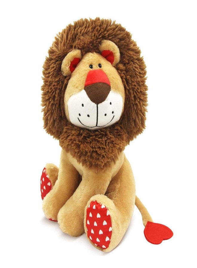 WEIGEDU Love Lion Stuffed Animal, King Lion Plush Toy with Mane Heart Shape Tail for Boy Girls Kids Baby Couple Lover Birthday Bedtime Gift, 13.8“ - Image 1